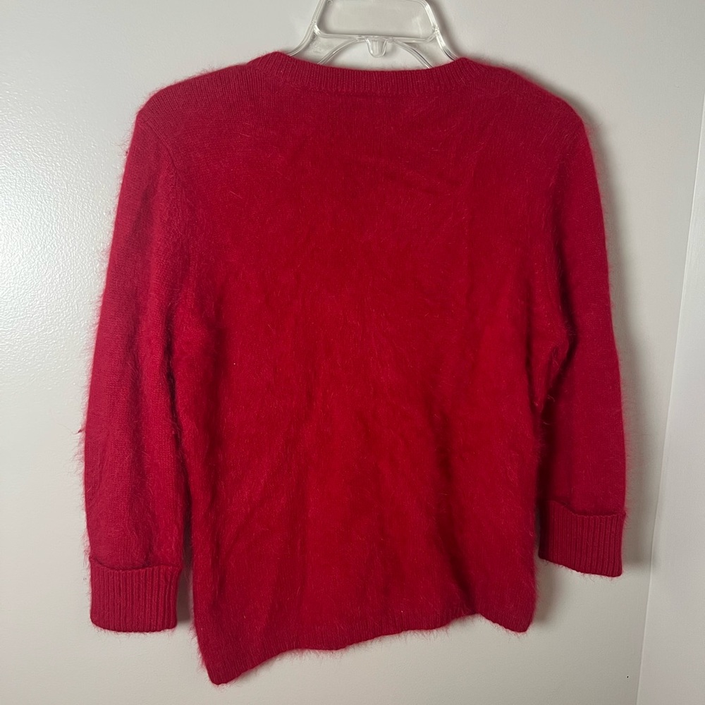 Apostrophe VTG Rabbit Hair Angora Red Cardigan Sweater Old Money Luxury Size M - Picture 5 of 6